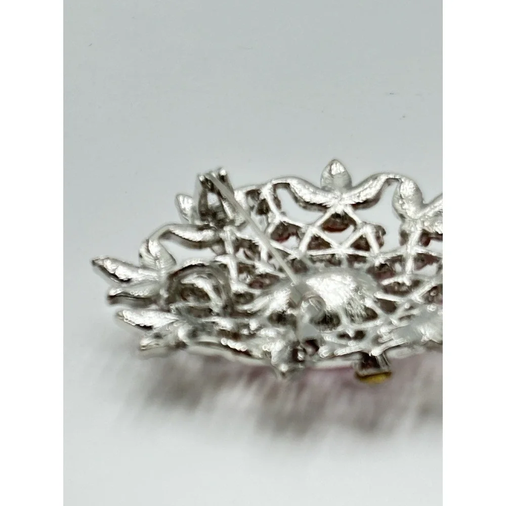 Vintage Style Rhinestone Brooch‎ Pendant Pink Teardrop AB Crystal Floral